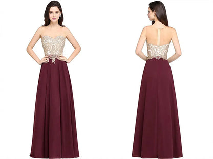 Long Lace Chiffon Evening Dresses Backless Women A-line Sweetheart Beaded Elegant Formal Prom Wedding Party Gown Robes De Soirée