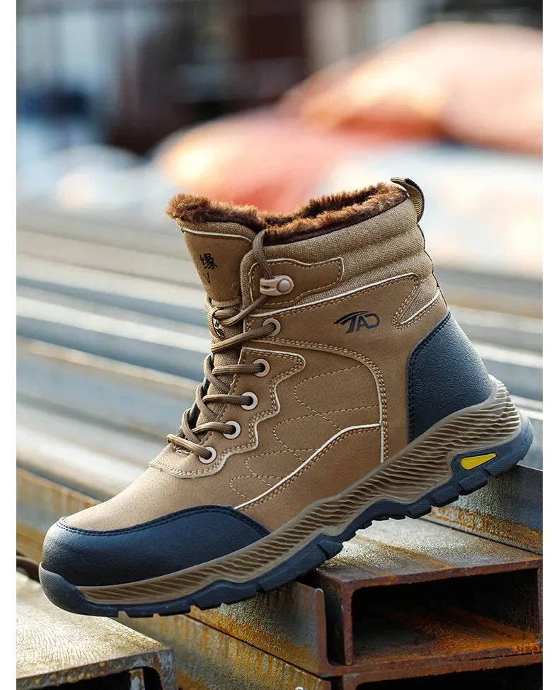 Insulated Anti Smashing  Anti Stabbing Welding Shoes for Safety Work Electricians Use Plush and Thickened Labor Protection Shoes