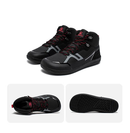 Unisex Mid Top Barefoot Shoes Mens Womens Wide Toe Artificial Leather Hiking Boots Outdoor Non-Slip Trail-Running Shoes