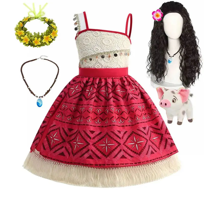 2026 Novo Filme Moana Cosplay Roupa Vestido Infantil Carnaval Vaiana Purim Festival Fantasia Menina Princesa Aniversário Festa Vestido