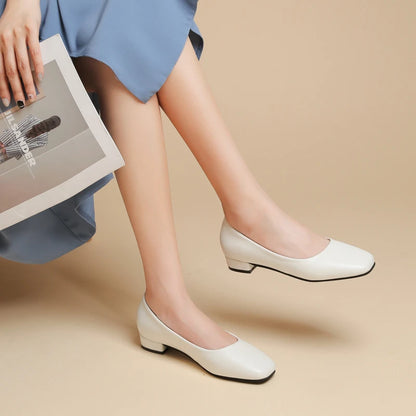 Spring Autumn Women Elegant Square Toe Low Heel Shallow Cut Single Shoes Casual Pumps Shoes for Women 35-41 Platform Shoes