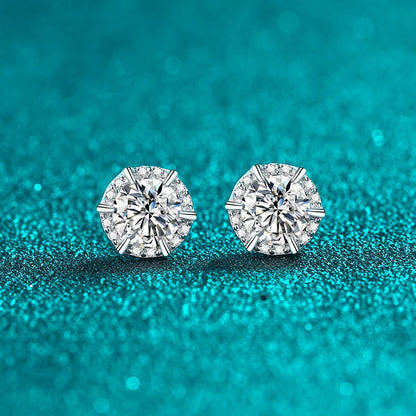 1ct Moissanite Stud Earrings for Women Sparkling Classic Wedding Lab Diamond Earring 925 sterling silver Women's earrings