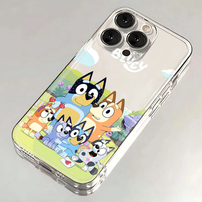 Cartoon B-Blueys Phone Case For iPhone 16 15 14 13 12 11 Mini Pro Max X XR XSMax 7 8 Plus SE20 Transparent Cover