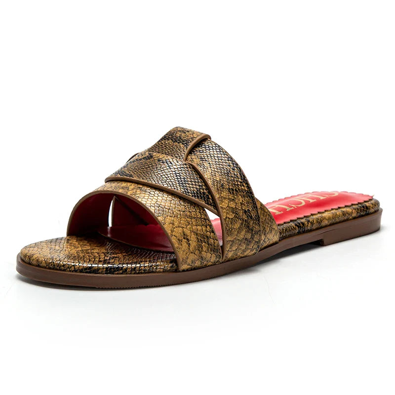Women's Slippers Luxury brand PU Material Outdoor Flat Bottom Beach Tourism Summer Women's Slippers  2024 summer
