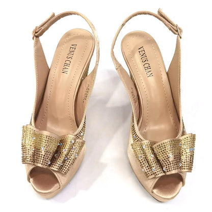 Shoes Matching Bag With Applique Mature African Ladies Super High Heels Sandals for Party Fashionable Italian Women