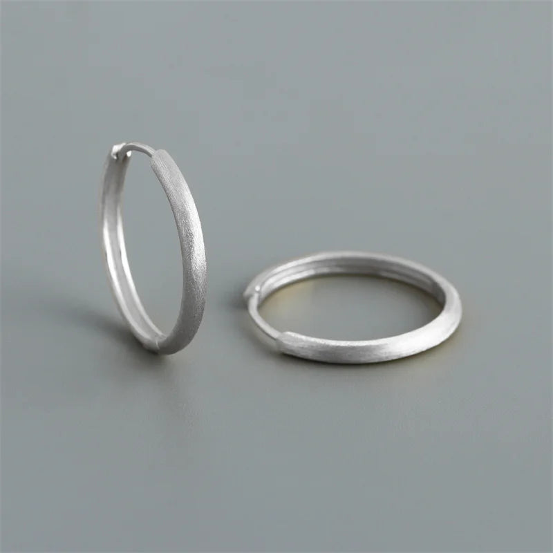 925 Sterling Silver Minimalist Matte Gothic Unisex Huggies Ear Hoop Earrings for Women Men Piercing Ear Buckle Jewelry