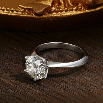 D VVS Moissanite Rings for Women 6 Prong Classic Trendy Solitaire Engagement Wedding Band GRA Certified 925 Sliver Ring