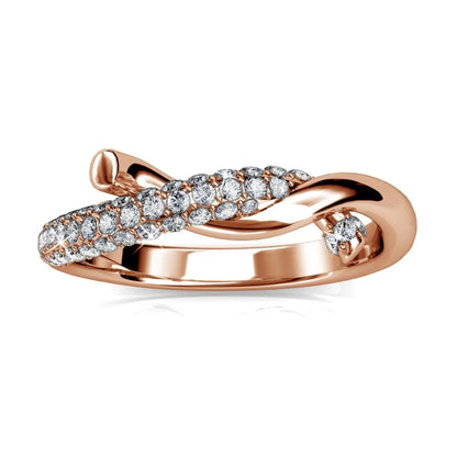 Original Crystals from Swarovski Criss-Cross Finger Ring Fashion Jewelry Women Wedding Party Birthday Present