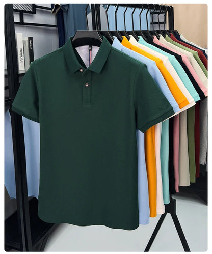 100% cotton short sleeve polo shirt comfortable lightweight high-end brand fashionable simple summer men's casual lapel T-shirt