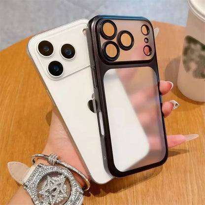 Luxury Frosted Translucent PC Phone Case for Iphone 17 Pro Max 17Air Plating Frame Lens Film Protection Anti-fall Phone Cover