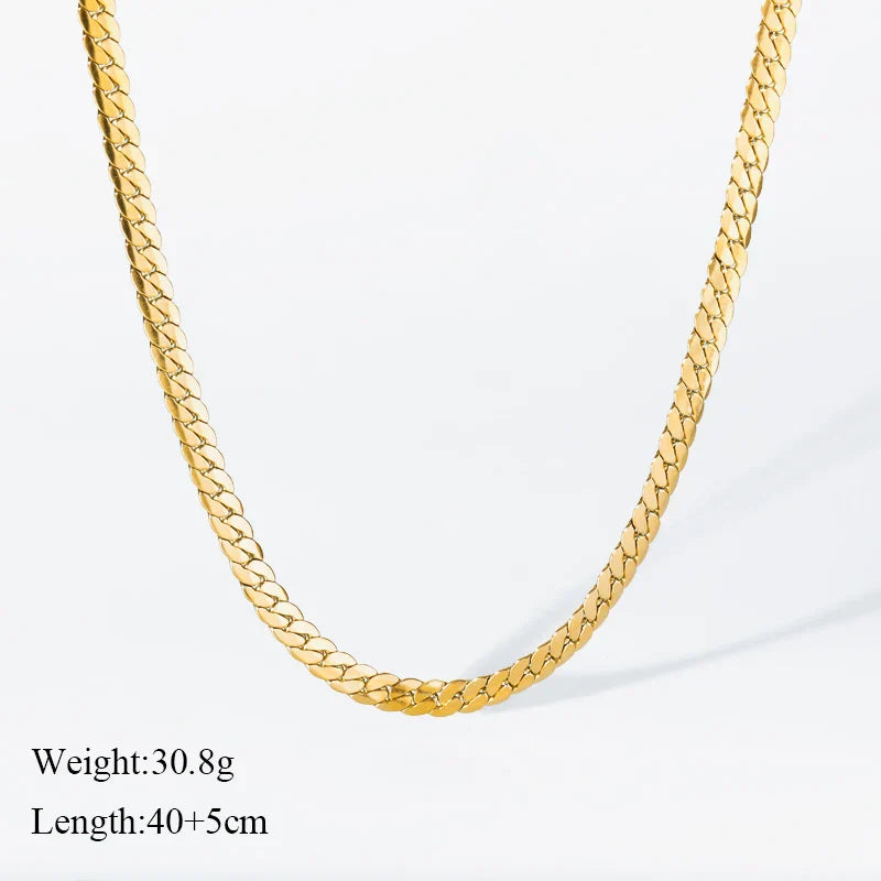 316L Stainless Steel Metal Chain Necklace For Women Fashion 18K Gold Plated Neck Chain Waterproof Jewelry Lady Gift