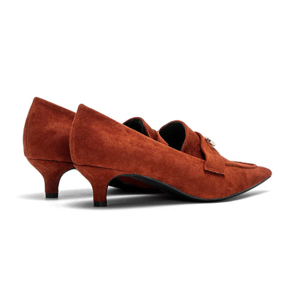 Woman's Heel Shoes New Retro Suede Women's Shallow Mouth Pointed Shoes Girls Business Low Heel Le Fu Shoes