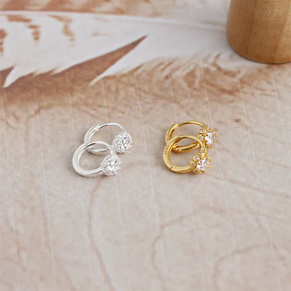 925 Sterling Silver Luxury Shiny Zircon Huggies Hoop Earrings for Women Fashion Elegant Charms Wedding Party Jewelry Gift