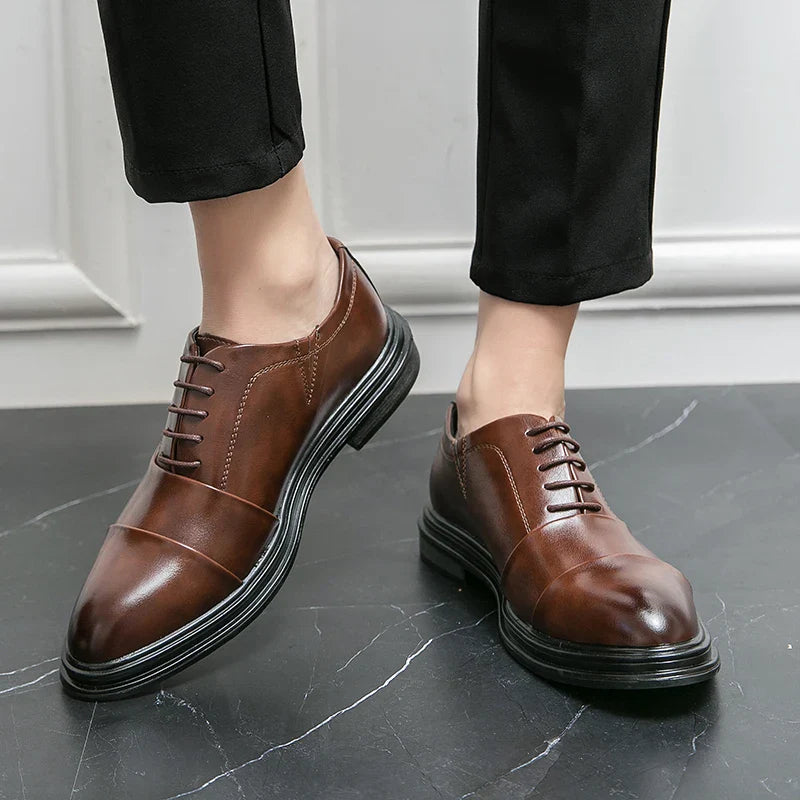 Men Genuine Leather Shoes Fashion Men Comfortable Daily Business Casual Formal Lace-up Men Dress Footwear Shoes Chaussure Homme