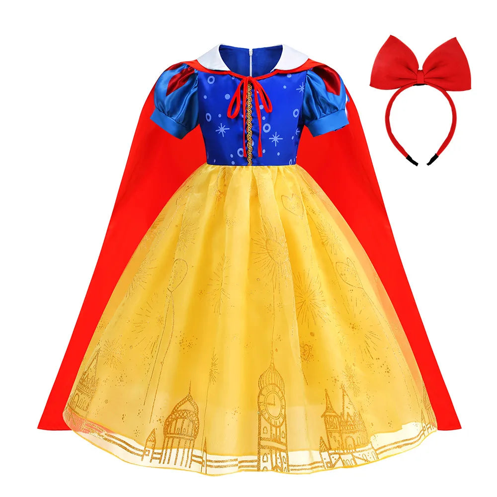 NEW 2024 Snow White Costume Girl Festival Clothing Princess Birthday Ball Gown Kid Prom Party Role Play Dress Halloween Disguise