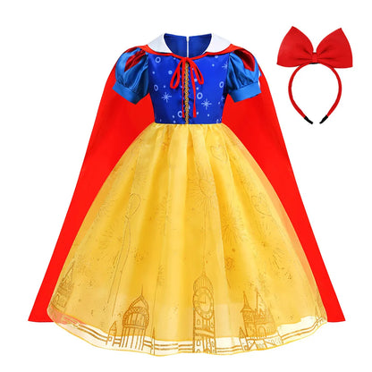 NEW 2024 Snow White Costume Girl Festival Clothing Princess Birthday Ball Gown Kid Prom Party Role Play Dress Halloween Disguise