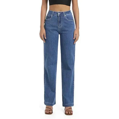 Ins Fashion Jeans Women Comfortable High Waisted White Jeans Girls Thin Stretch Denim Pants Female Straight Leg Trousers
