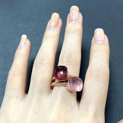 2Pcs/Set Fashion Stacked Candy Ring Women Mix Color Crystal Jewelry 30 Colors Trendy Gift for Valentine's Day