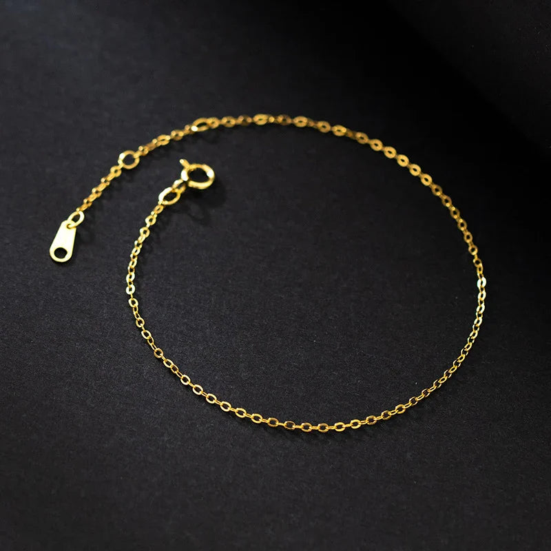 Minimalism Classic Gold Color Bracelet 100% 925 Sterling Silver Link Chain Cute Bracelets For Women Fine Jewelry Gifts