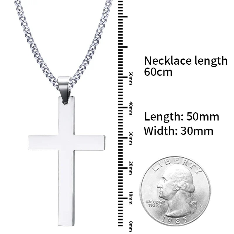Fashion Stainless Steel Cross Pendant Necklace For Women Men Link Chain Charm Necklace Cool Boys Girls Punk Hip Hop Jewelry Gift