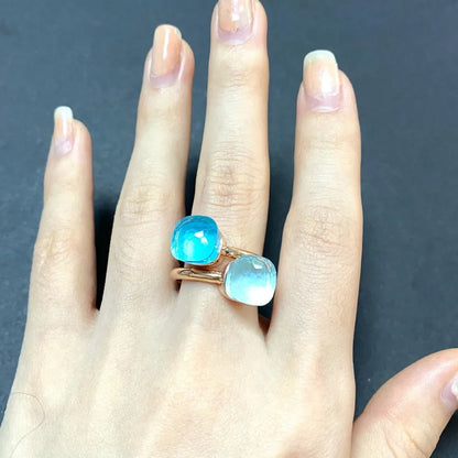 2Pcs/Set Fashion Stacked Candy Ring Women Mix Color Crystal Jewelry 30 Colors Trendy Gift for Valentine's Day
