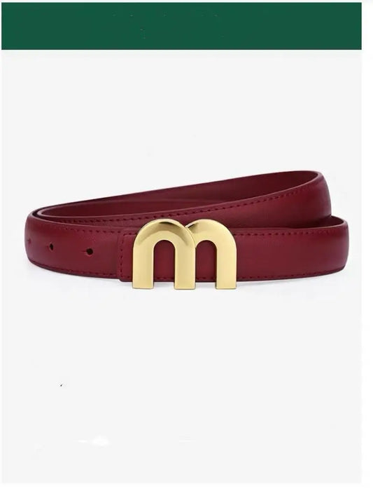 Couro feminino M. Cinto de alta qualidade com fivela de ouro, melhor combinado com vestidos, cinto jeans feminino