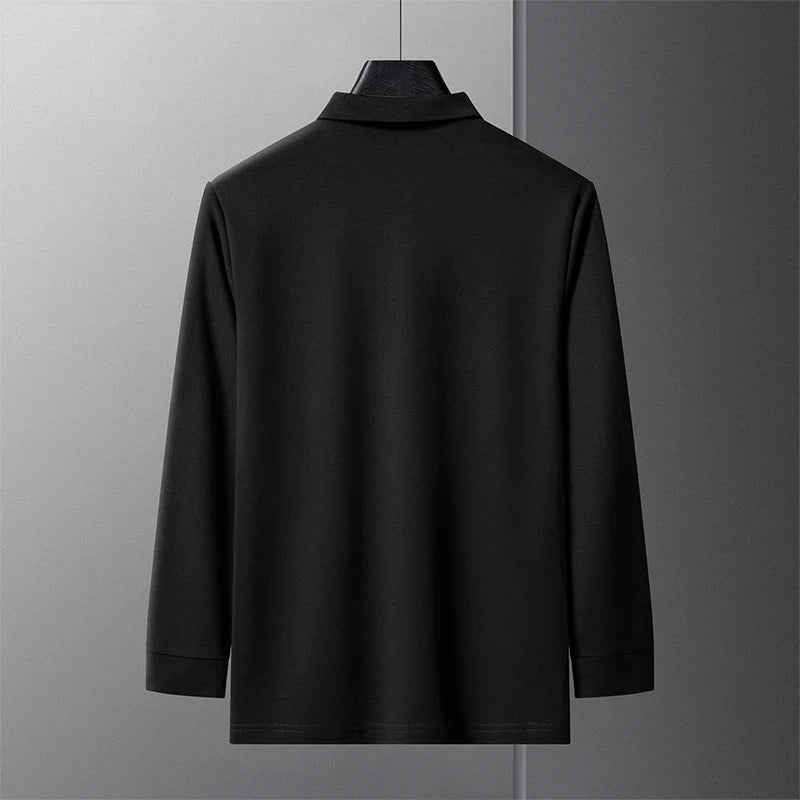 New Best-selling Spring and Autumn Men's Trendy Fashion Lapel Embroidered Long Sleeved Top Polo Shirt Sweatshirt T-shirt