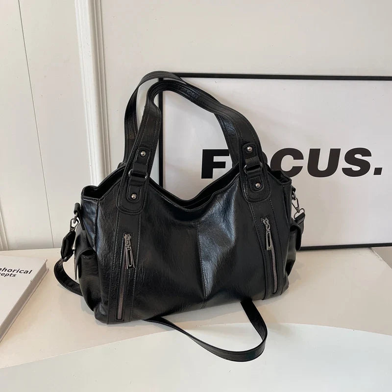 Daily Business Commuting Large Capacity Tote Hand Bags Soft Pu Leather Shoulder Bags for Women Zipper Women's Handbags Quality