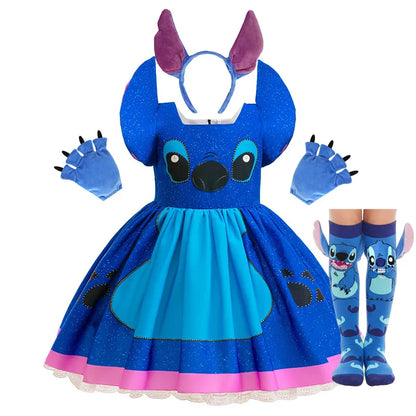 Baby Movie Stitch Role Playing Costume Sets Cartoon Cute Princess Dress Stage Performance Purim Carnival Kids Dress