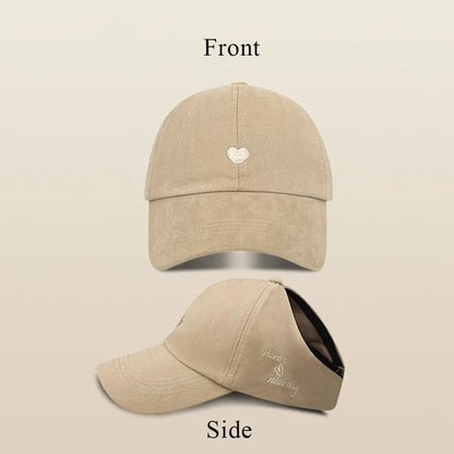 Kids Baseball Caps for Boys Girls Sun Hat Love Heart Hollow High Ponytail Caps Children Adjustable Baseball Caps for 4-12 Years