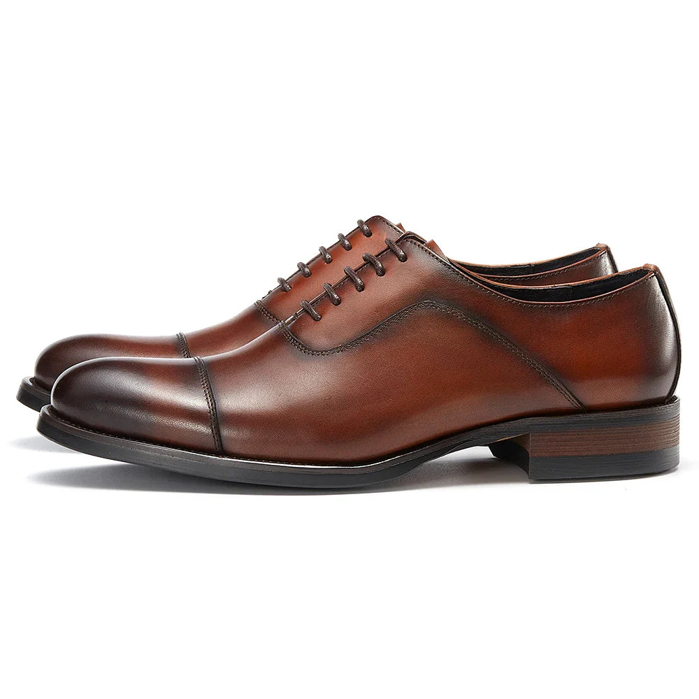 Italian Men's Genuine Leather Oxford Shoes Classic Breathable Gentleman Top Layer Cowhide Business Dress Shoes