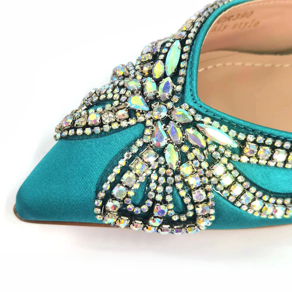 Yellow Classy Bowknot Pointed Toe Women's Shoes High Heel Elegant Sandals Shallow Mouth Shoes Bag Set Women