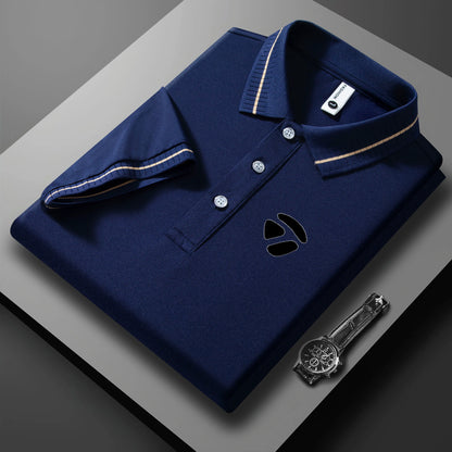 2026 New Men's Polo Collar T-shirt Short Sleeved Casual Sweat Absorbing Breathable T-shirt Men's Top