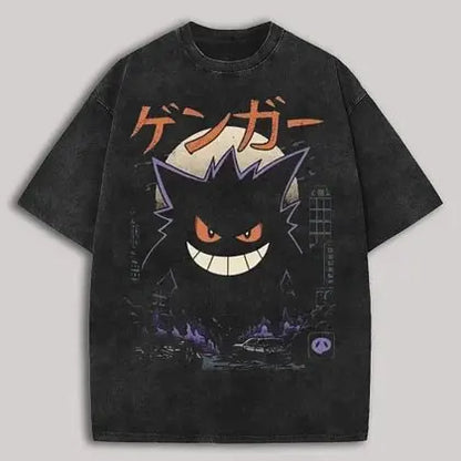 Short Sleeve Tee Anime Washed Vintage Graphic T-Shirt Man Women Cosplay Casual Tops Y2k Streetwear