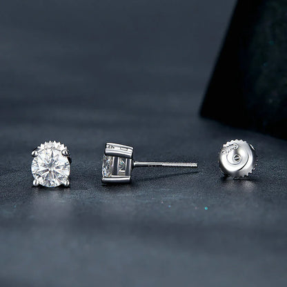 Green Moissanite Diamond Stud EarringCertified S925 Sterling Silver Plated 18k White Gold Screw Back Earrings for Women Man