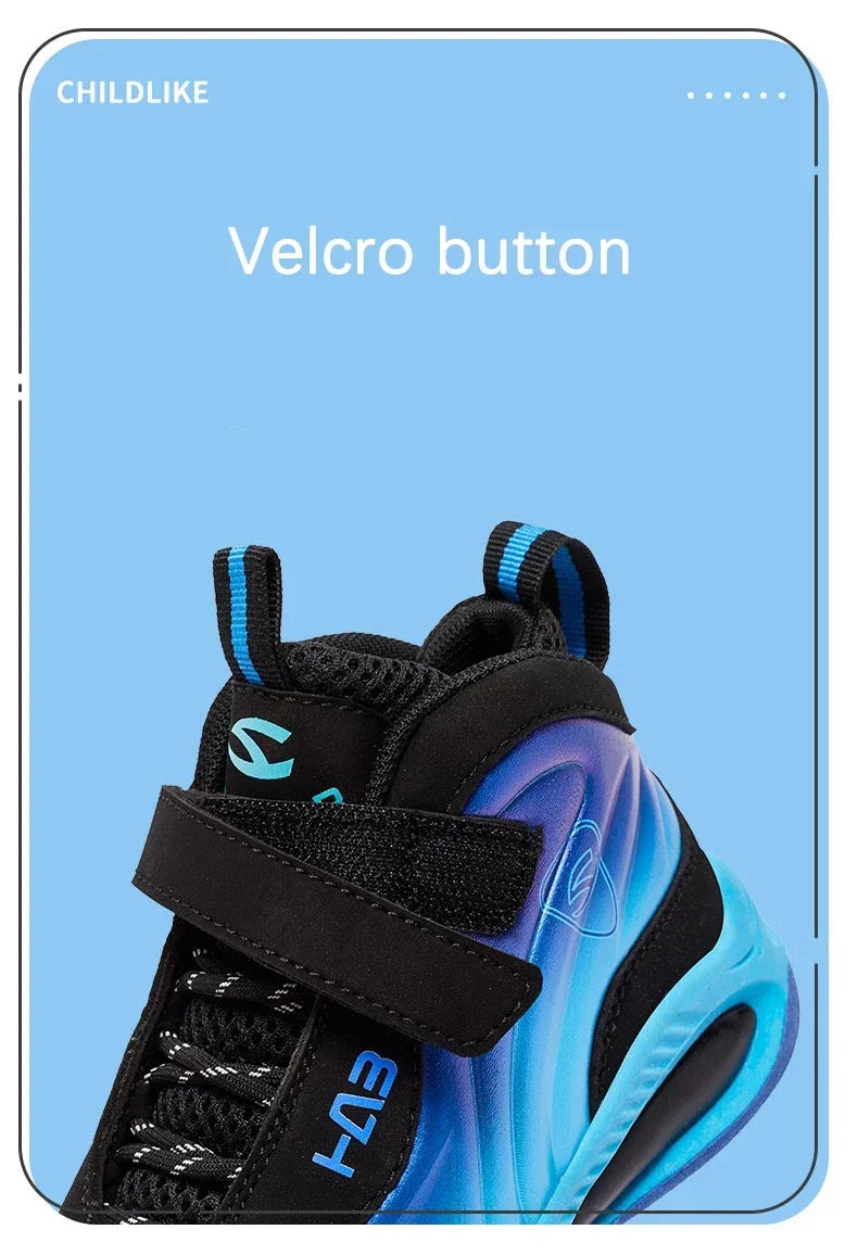 Trend Cool Kids Shoes Leather Lightweight Breathable Boy Girl Sneakers Basketball Shoes Non-slip Children Outdoor Running Shoes