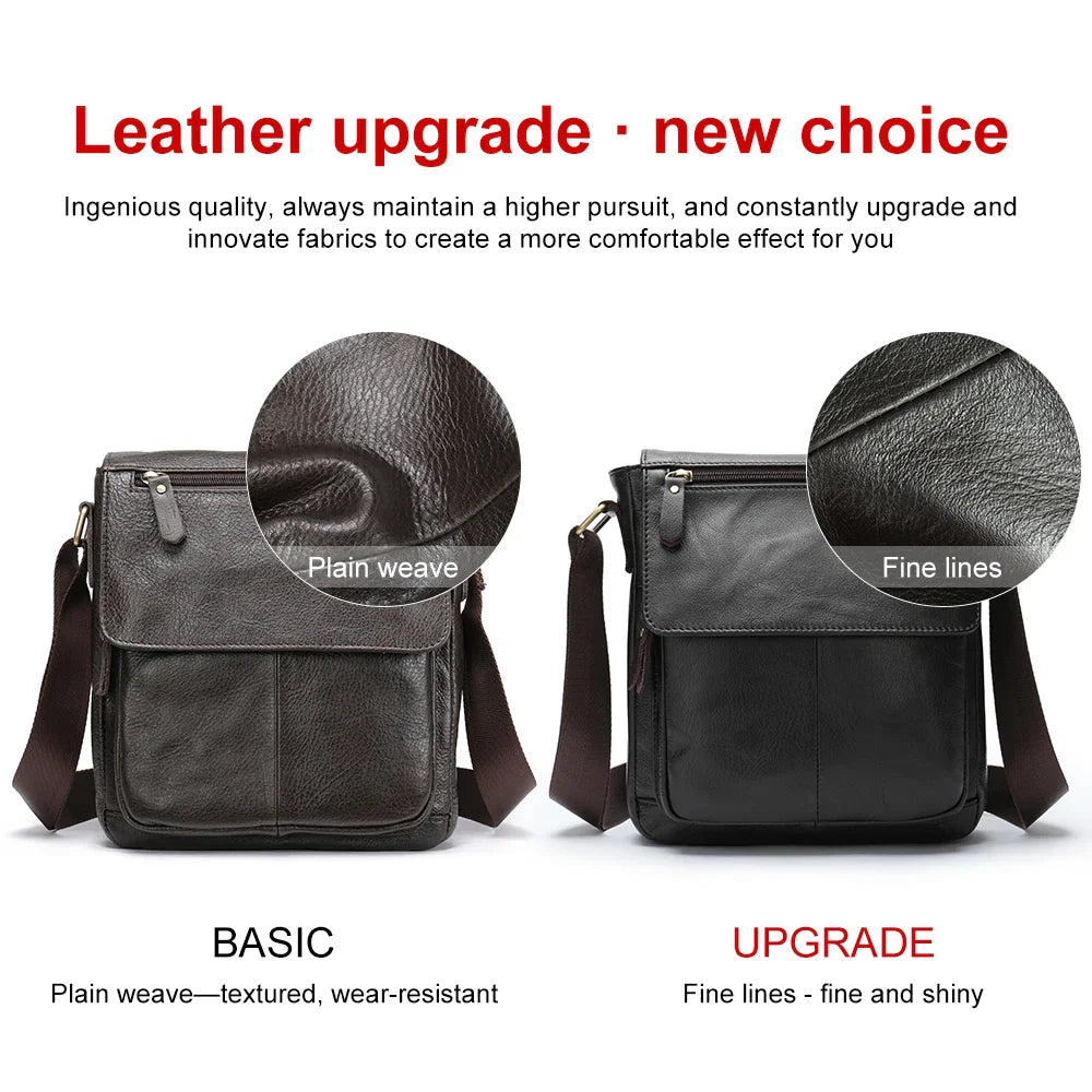 Men's Bags Genuine Leather Messenger Bag Crossbody Shoulder Bags For Male Casual Handbag Men Sling Pack For Work Business