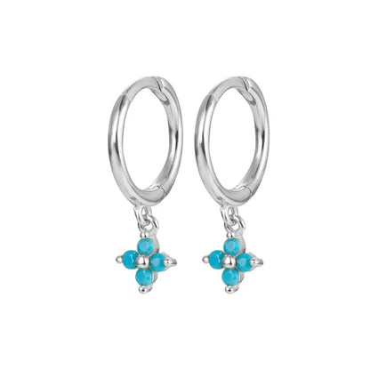 925 Sterling Silver Romantic Color Zircon Three-petal Flower Stud Earrings for Women Fashion Huggies Piercing Jewelry