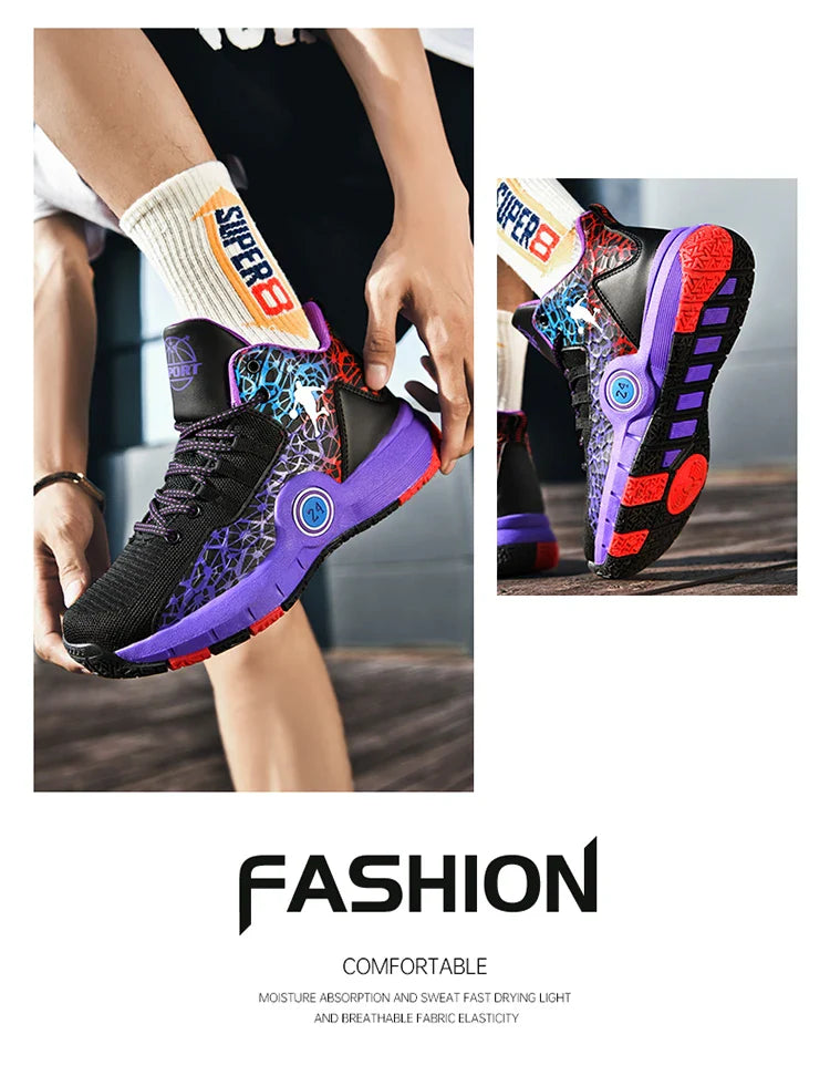 Kids Basketball Shoes Anti-slip High-Top Basketball Combat Boots Boys Girls Cushioned Trainers Children‘s Ankle Support Sneakers