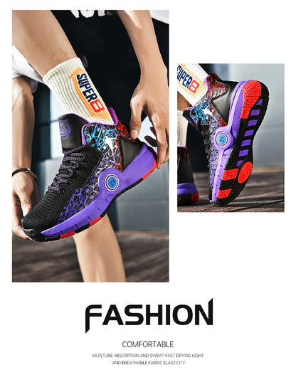 Kids Basketball Shoes Anti-slip High-Top Basketball Combat Boots Boys Girls Cushioned Trainers Children‘s Ankle Support Sneakers