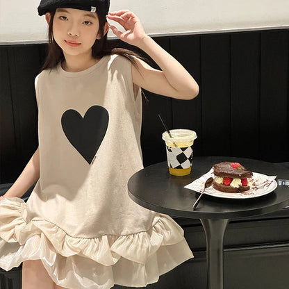 Girl's sleeveless dress new vest dress fluffy little girl princess dress children's summer big child