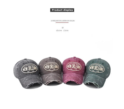 Vintage Washable Cowboy Baseball Cap Embroidery Snapback Hat for Men Women Worn Out Hip Hop Caps Adjustable Solid Cotton Sun Hat