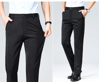 New Mens Stretchy Dress Pants Cozy Formal Business Casual Pants Men Regular Fit Suit Pants Work Pants Spring Summer Embroidery
