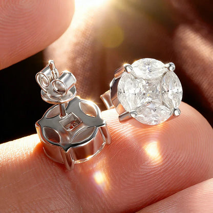 Certified Marquise Cut All Moissanite Stud Earrings for Women Lab Diamond Luxury Ear Jewelry Real S925 Sterling Silver