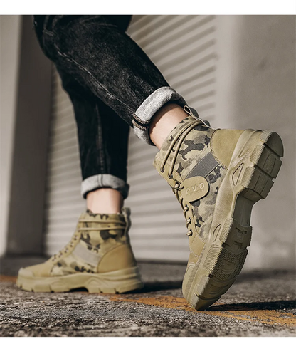 Military Boots Men Women Camouflage Khaki Black High-top Industrial Anti Skid Tactic Mechanic Work Climb Sports Sneaker