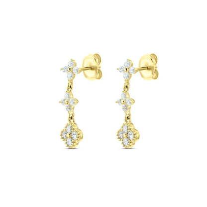 S925 Sterling Silver Petals Stud Earring Microinlaid Colorful Cubic Zirconia Chain Tassel Earrings For Women Dangle Earring