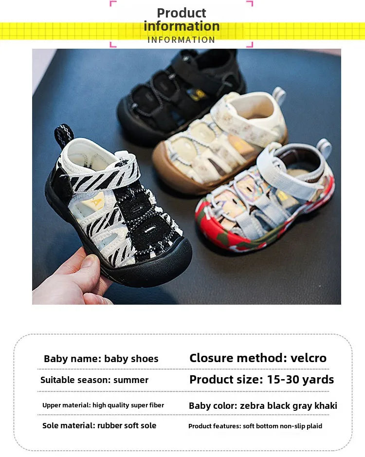 Summer Baby Sandals Boys Breathable Camouflage Sandals Girls Cool Hollow Shoes For Summer Kids Beach Sandals
