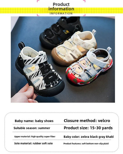Summer Baby Sandals Boys Breathable Camouflage Sandals Girls Cool Hollow Shoes For Summer Kids Beach Sandals