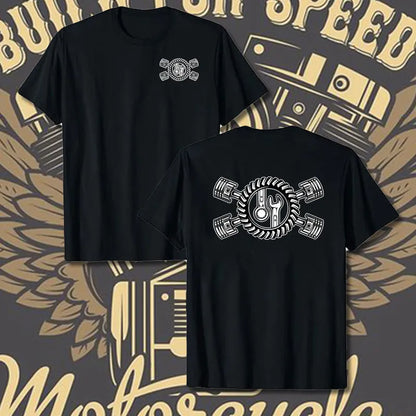 Crossed Pistons Mechanic Garage Engine Graphic T-shirt Summer Cool Men Cotton Tee Shirt All-Match Hipster Streetwear Man T-shirt