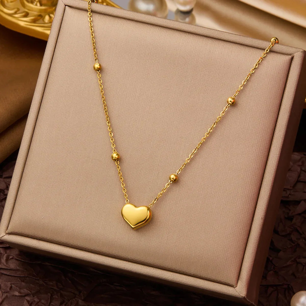 316L Stainless Steel Simple Heart Love Circular Tassel Necklace Lady Trend Fashion Clavicle Chain Jewelry Glamorous Gift